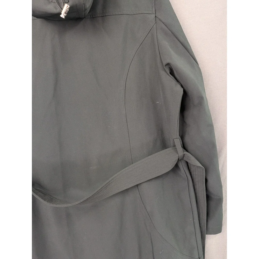 Vince Camuto Womens Black Hooded Softshell Belted Trench Coat V10713 XL